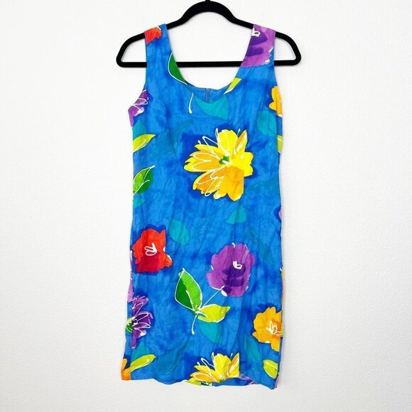 Jams World Hawaii Womens XS Velvet Floral V-Neck Rayon Tank Mini Sleeveless Dres - Picture 1 of 7